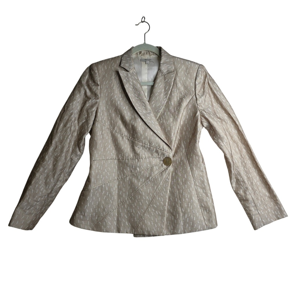 Santorelli Vintage sz8 Light gold Shine Double Breasted jacket Silk feel Italian